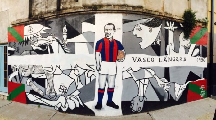 El mural del Vasco Lángara, por el Grupo Artístico de Boedo.